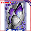 Purple Butterfly 5D DIY Full Round Diamond Painting Rhinestones Mosaic Beadwork