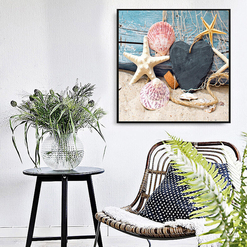 5D Full Round Diamond Painting Seashore Shells Rhinestone Mosaic Home Wall Decor