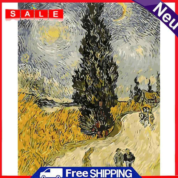 DIY Painting By Number Picture Hand Painted Treetop Drawing Wall Craft for Fun