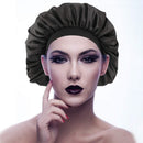 Solid Color Satin Bonnet Women Night Headband Hair Styling Caps (Black)