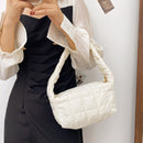 Women Pleated Cotton Soft Shoulder Bag Underarm Bag Female Luxury Clutch Bag