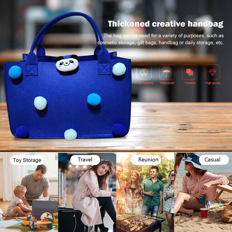 Felt Handbag - Felt Storage with Handles Cosmetics Storage Bag (Blue)