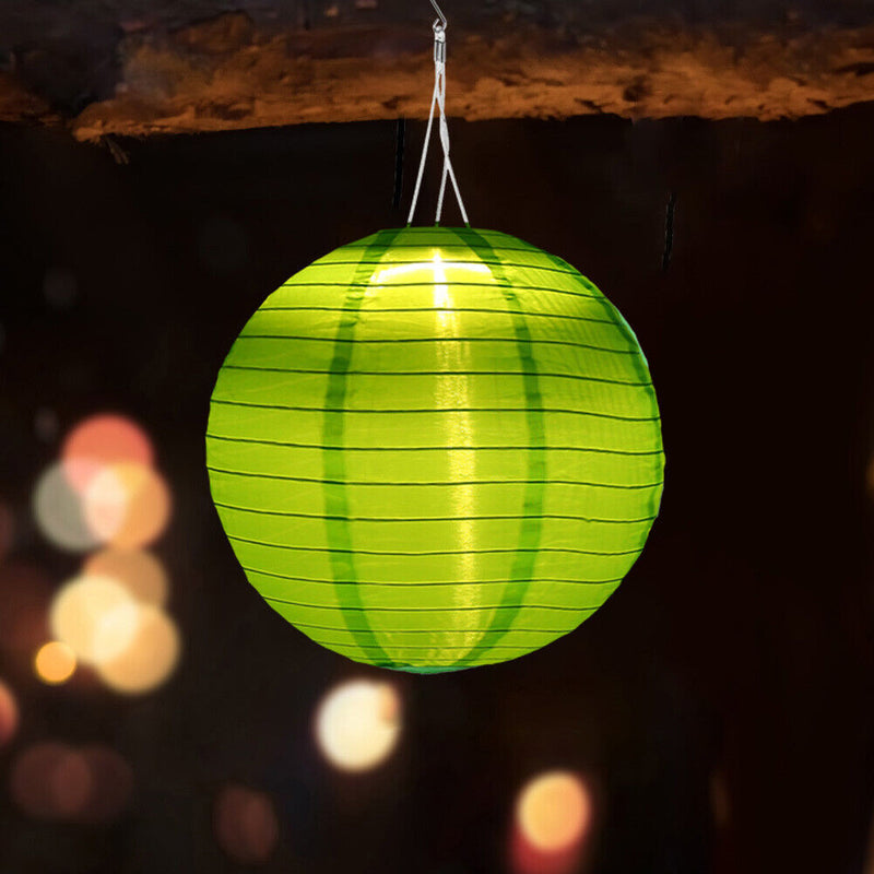 8 inch LED Round Solar Lantern Waterproof Pendant for Garden Decor (Green)