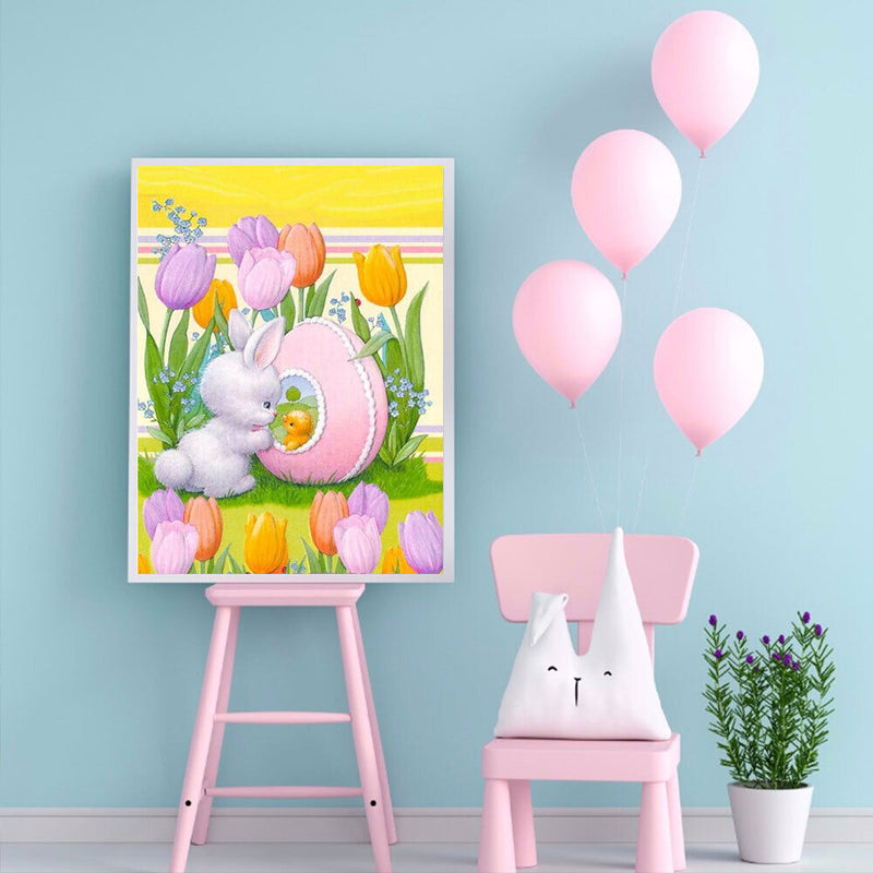 Easter Bunny Oil Paint By Numbers Kits Canvas Picture Wall Art DIY Craft Colo