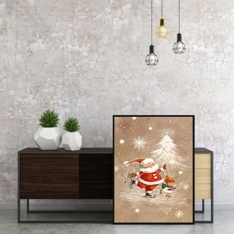 Santa Oil Paint by Numbers Hand Painted Frameless Picture Wall Home Ornament Kit