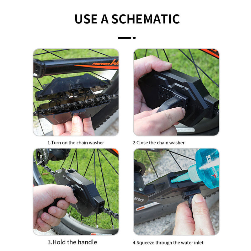 Bicycle Chain Cleaner Chain Scrubber Cleaner for Mountain Bike Chain Brush Box