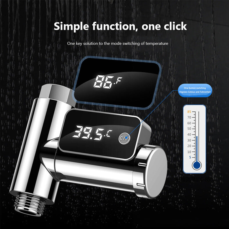 LED Water Temperature Thermometer Shower Celsius/Fahrenheit Display Sensor Newly