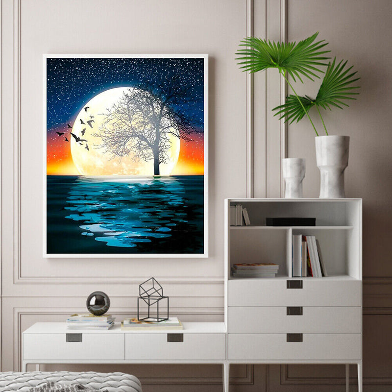 Sea Moon Oil Paint By Numbers Kit DIY Acrylic Painting on Canvas Drawing