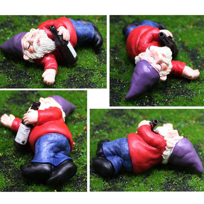 Garden Decoration Figures, Mini Fairy Garden Gnome Dwarf Statue Funny, 4 Pa