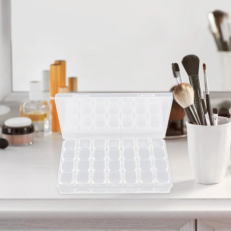 28pcs Nail Art Box Organizer Storage Transparent Jewelry Case Makeup Beauty