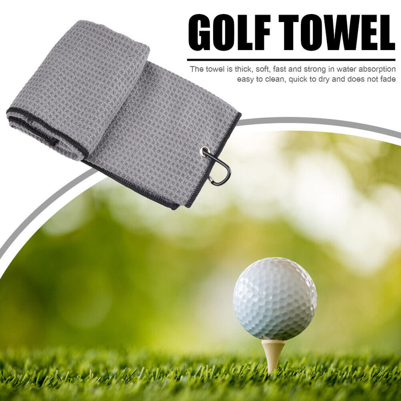 Golf Towel 41x54cm Tri-Fold Microfiber Waffle Towel Sweat-absorbent (Grey) Newly