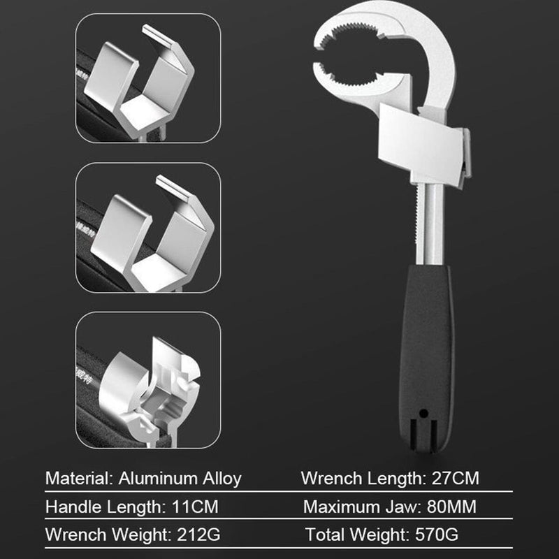Universal Adjustable Double-ended Wrench Multifunctional Wrench Aluminium_