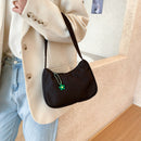 Women Purse Pure Color Underarm Bag Female Casual Shoulder Handbag (Black)