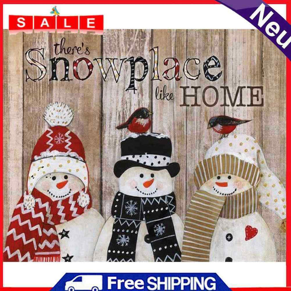 Three Snowman Oil Paint by Numbers Hand Painted Frameless Picture Home Ornament