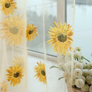 Sunflower Print Window Door Curtain Tulle Curtains for Living Room (Yellow)