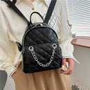 Women PU Leather Shoulder Backpack Rhombus Fashion Student Preppy School Bags