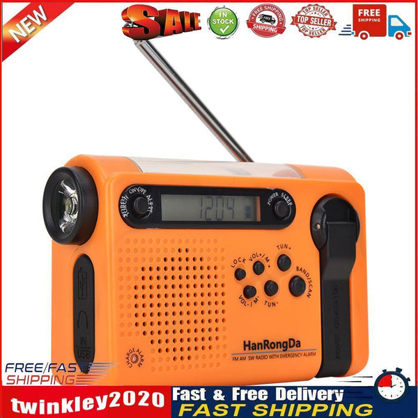 Portable Solar Full Band Radio FM AM LED Flashlight Power Bank Radiogram Newly