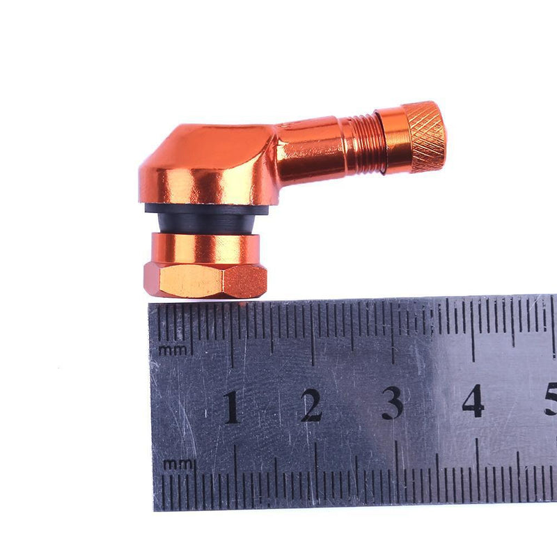 2pcs 90° CNC Aluminum Motorcycle 11.3mm Rim Tire Tyre Valve Stems(Orange) Newly