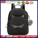 Teenagers Backpack Leather School Bags Girl Cartoon Square Satchel (Black)
