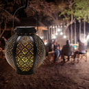 Solar Lanterns - Hollowed Flower Wrought Iron Decor Lanterns Light (Black) Newly