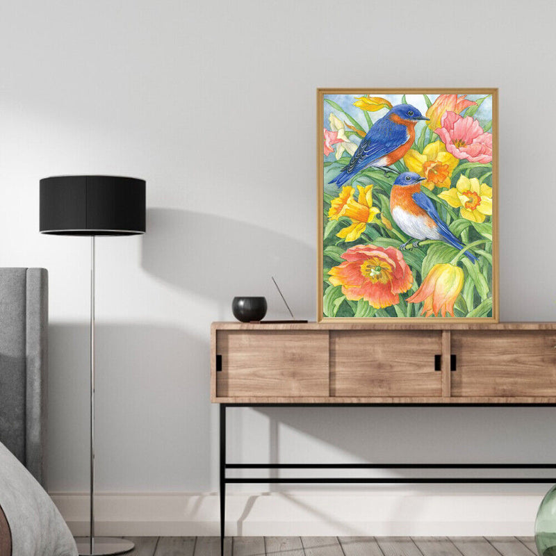 Frameless Bird Flower Oil Paint By Numbers Kit DIY Acrylic Handmade Handicraft