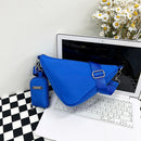 Nylon Casual Shoulder Bags Triangle Crossbody Zipper Handbags with Small Clutch