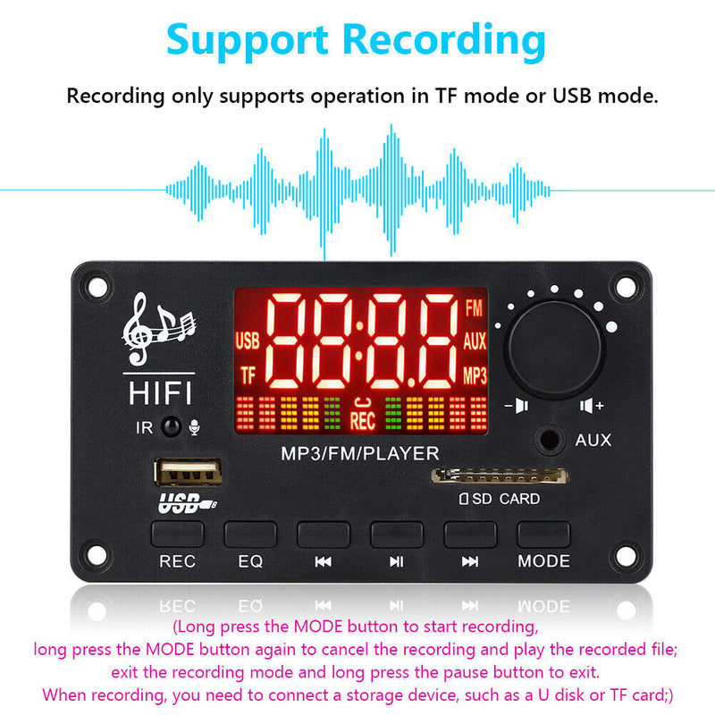 12V Bluetooth-compatible 5.0 Decoder Board 100w Amplifier with Remote Contr