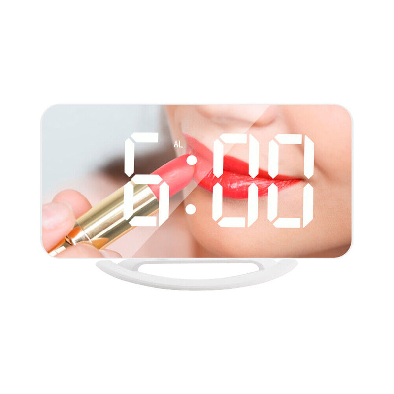 LED Mirror Wake Up Clock Electronic Auto Photosensitive Alarm Clock (A)