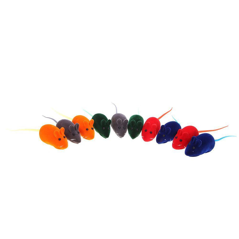 20pcs Flocking Mouse Shape Cat Toys Sound False Rat Pet Kitten Plaything