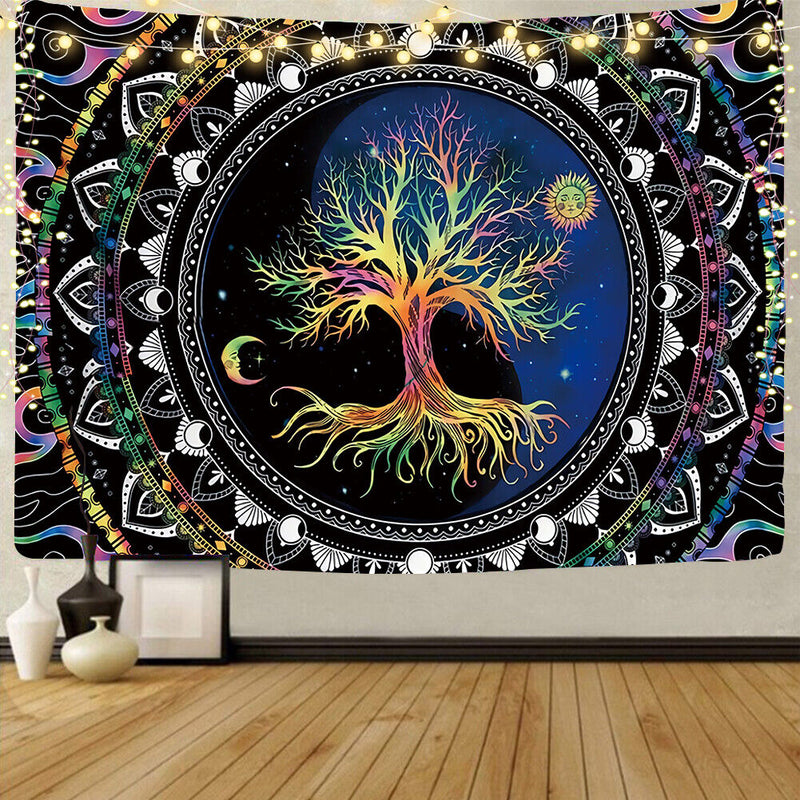 #A Tree Fluorescent Tapestry Wall Hanging Carpet Luminous Background Glow Clot