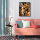 Hand Painted Craft Frameless DIY Sad Horse Painting By Numbers Kit Picture