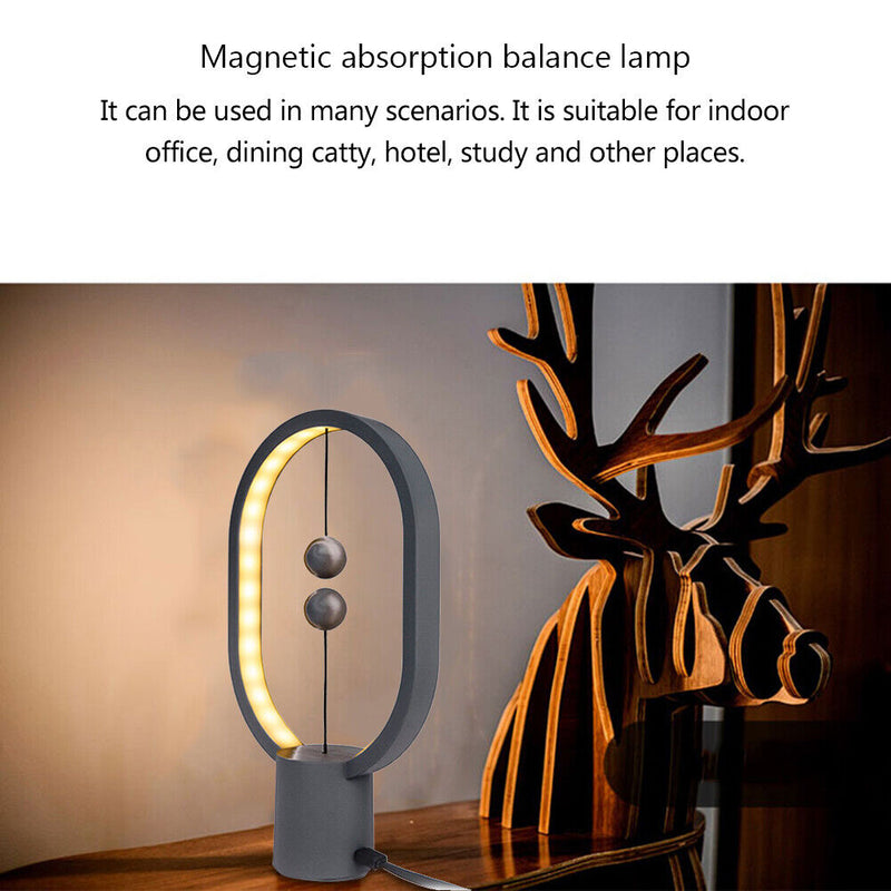 USB Balance LED Table Lamp Magnetic Mid-air Switch Night Light (Dark Grey)