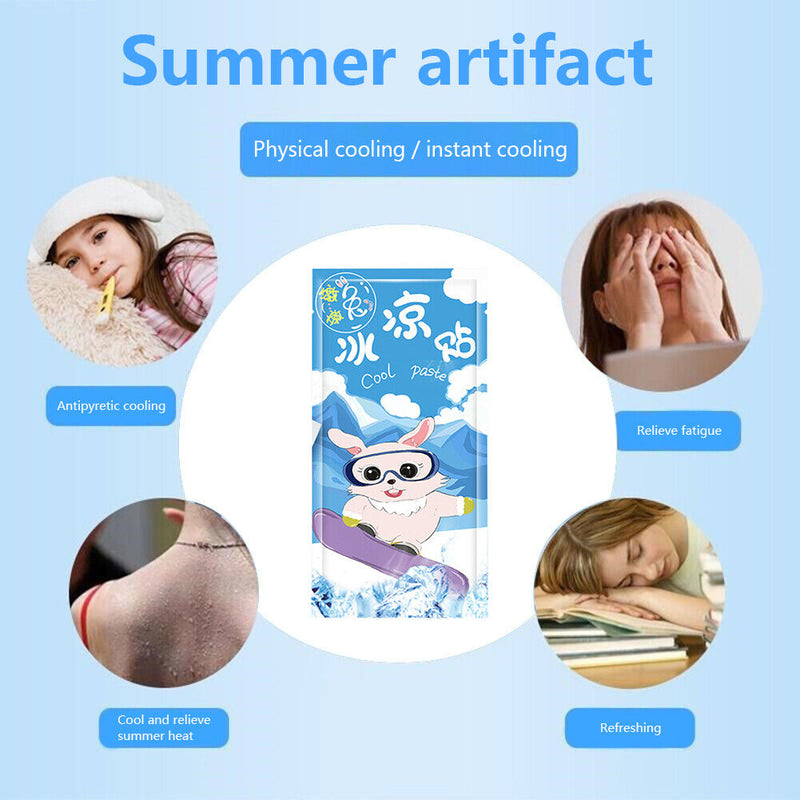 2pcs Cute Ice Cold Paste Cooling Pads Heatstroke Fever Reduction Cooling Stic