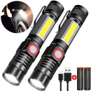 Handheld Flashlight Electric Torch for Hiking Fishing Rechargeable USB Portable