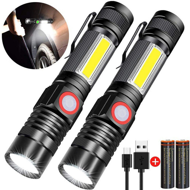 Handheld Flashlight Electric Torch for Hiking Fishing Rechargeable USB Portable