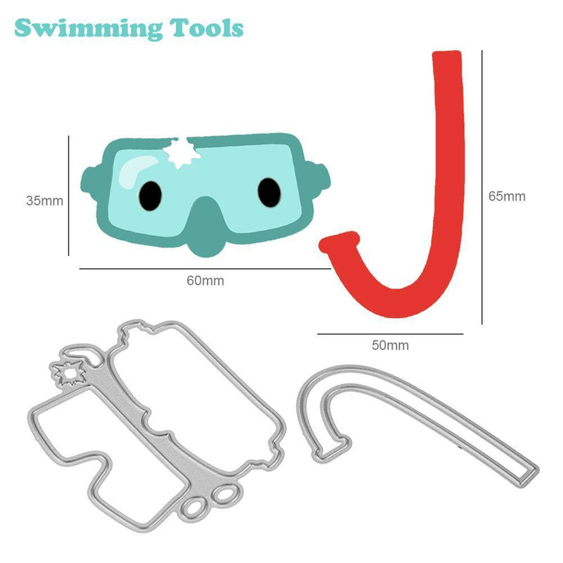 2pcs DIY Swimming Tools Cutting the Scrapbook Embossing Stencil Met