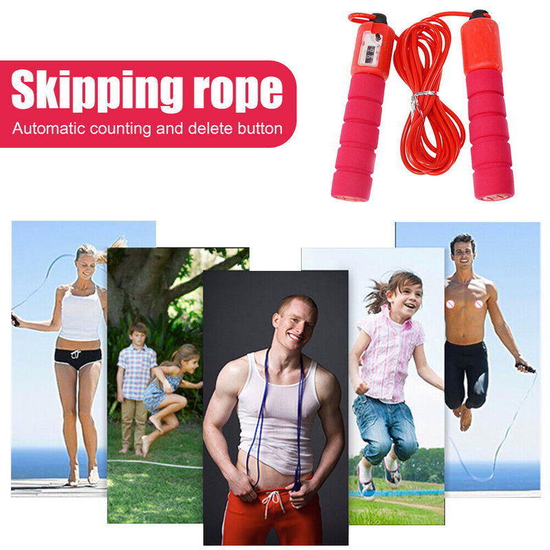 Professional Skipping Rope Counting Fitness Sports PVC Jump Rope (Rose Red)