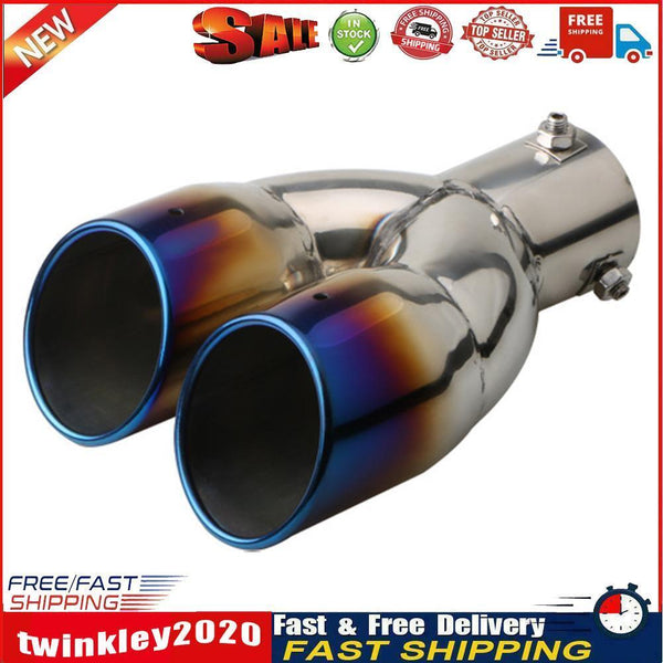 Car Dual Exhaust Tip Rolled Edge Slant Cut 2.5 inch Inlet (Burnt Blue) Newly