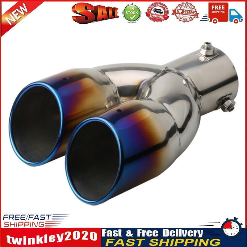 Car Dual Exhaust Tip Rolled Edge Slant Cut 2.5 inch Inlet (Burnt Blue) Newly