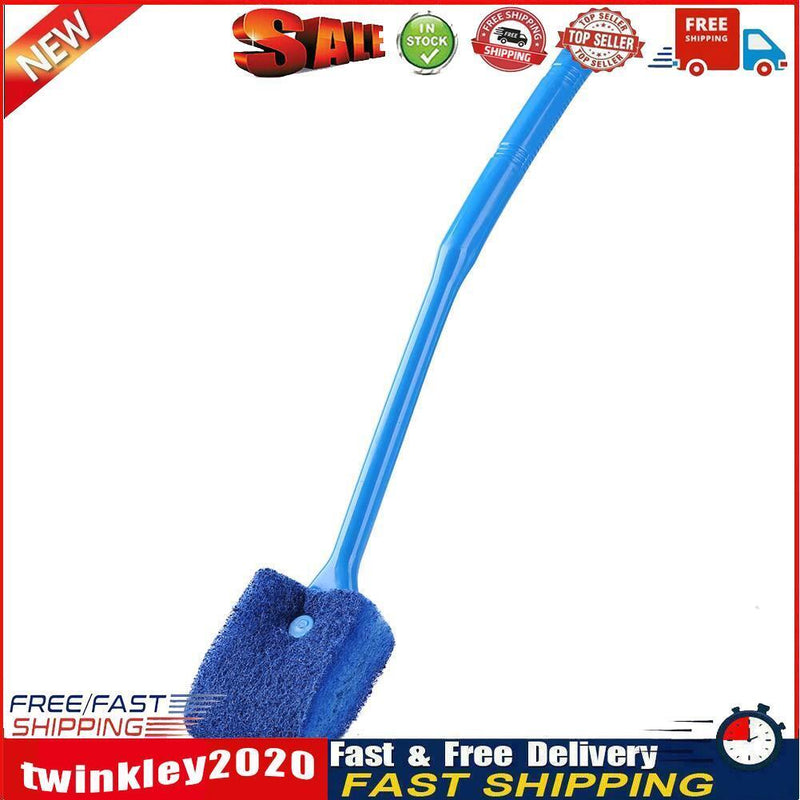Long Handle Fish Tank Glass Wipe Plastic Sponge Algae Glass Cleaner (Blue) Newly