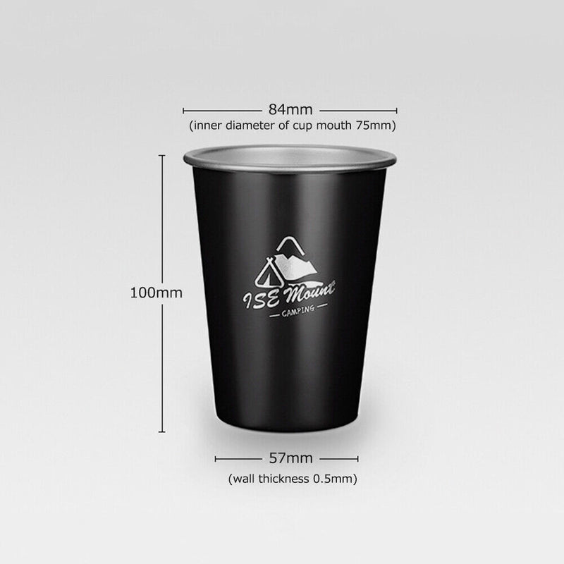 #A 350ml Stainless Steel Cup Set Outdoor Camping Travel BBQ Wine Beer Drinks Tea