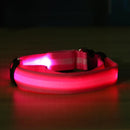 2.5cm LED Night Flashing Dog Pet Necklace Nylon Collar Leash(Pink/L)