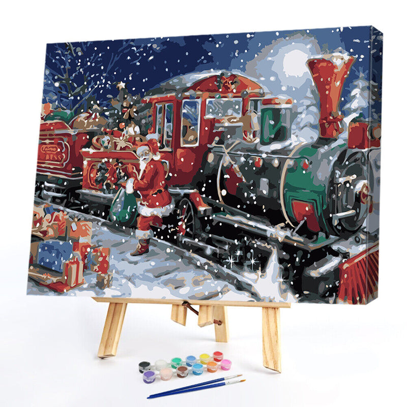 Hand Painted Artwork Frameless DIY Snowing Christmas Painting By Numbers Craft
