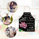 Kitchen Linen Apron Lotus Print Home Cooking Bib Household Baking Pinafore