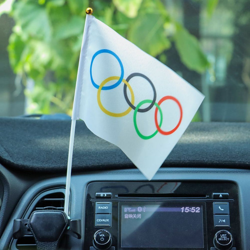 Desk Decor Fade Resistant Hand Flag Olympics Style Held Flags Five Ring Pattern