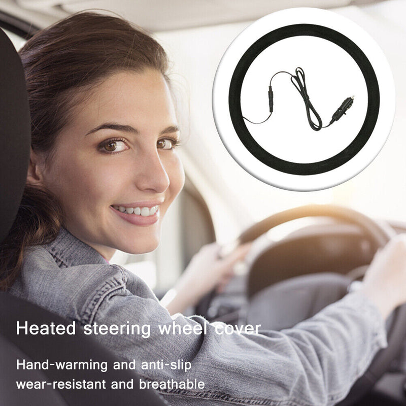 Car Heated Steer Wheel Cover Electric Heating 10W Hand Warmer Cover (Black)