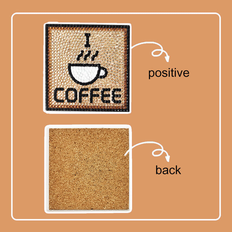 5D DIY Diamond Painting Mat Coaster Ceramics Insulation Cup Pad (Coffee)