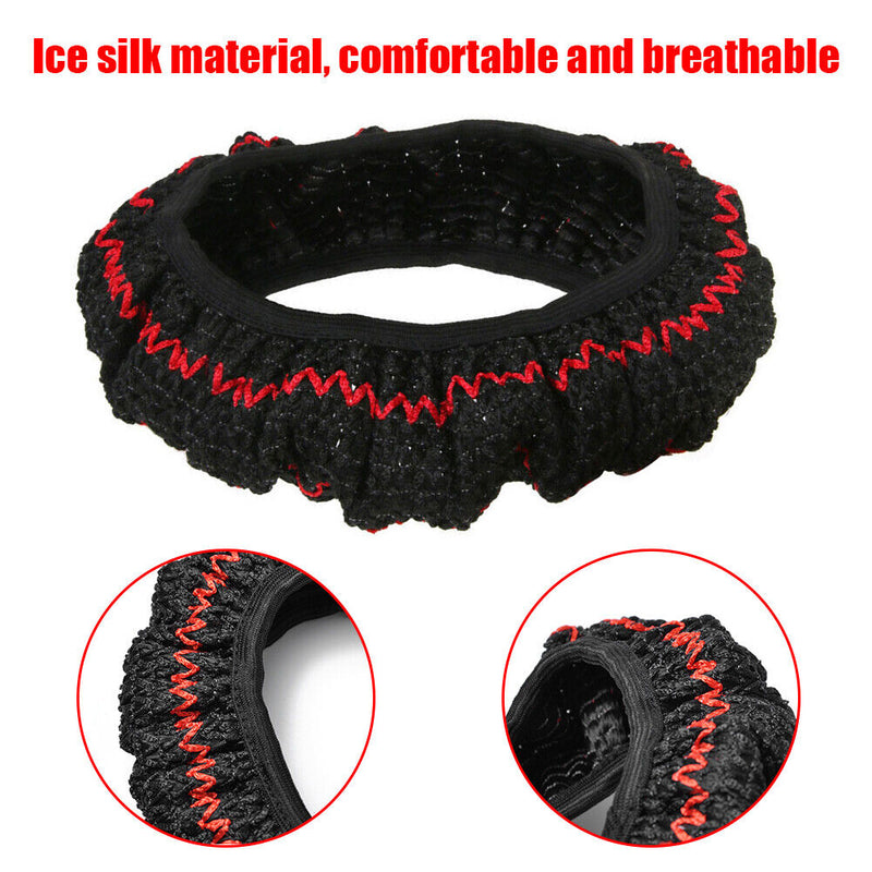 38cm Universal Ice Silk Car Steering Wheel Cover Case Breathable Black Red Newly