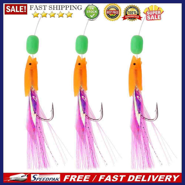3Pcs Saltwater Hairy Hook Rigging for Herring Fishing Skin Tinsel Feathers