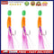 3Pcs Saltwater Hairy Hook Rigging for Herring Fishing Skin Tinsel Feathers